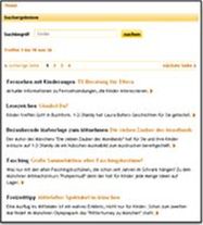 Beispielhafte Ausgabe einer Suche über alle Inhalte des Portals