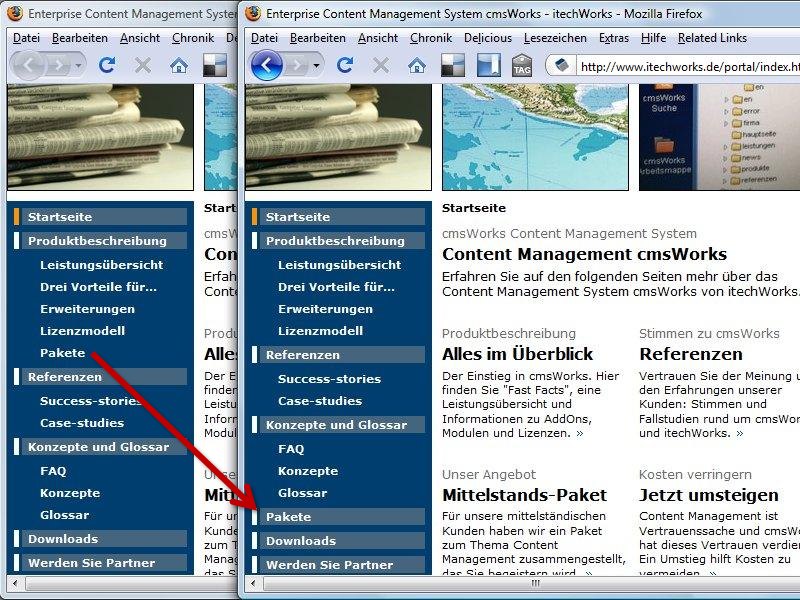 ... cmsWorks immideately updates die navigation.