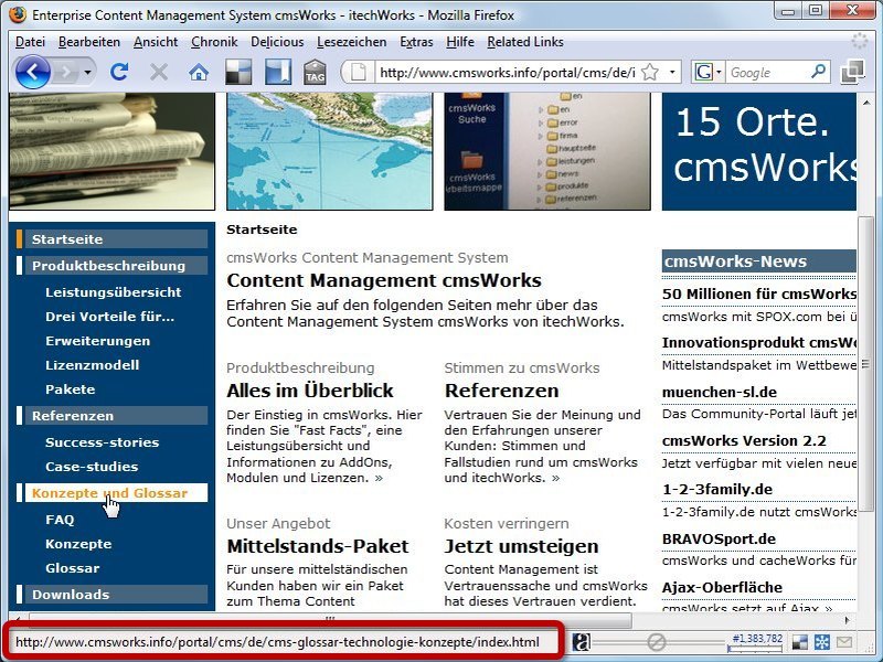 In the status line you can see the path of the target document of this menu item ...