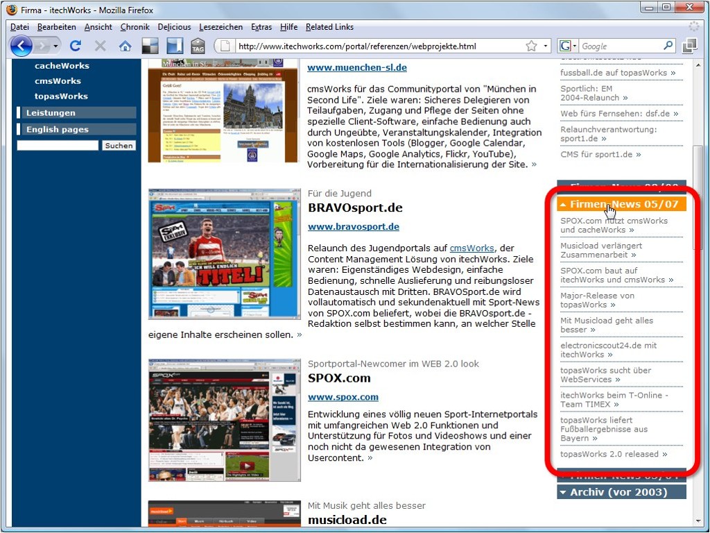 This link lists can be used in the right column, for example ...