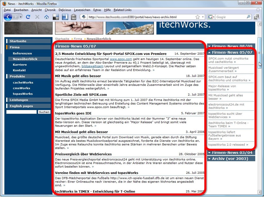... and the main content area of the page. Whenever something is added to the container, all occurrences will be updated immediately.