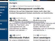 The preview provides a very useful feature: the 1-click-edit. By pressing a short-key cmsWorks content-cubes will show up per content element. With just one click on a cube ...