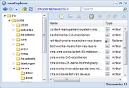 The cmsWorks Explorer of the Content Management Systems cmsWorks 3.1 - optimized for space-saving and Windows 7 look and feel